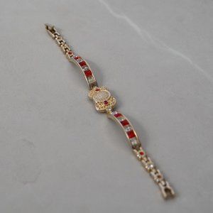 Vintage Red and White Rhinestone Bracelet